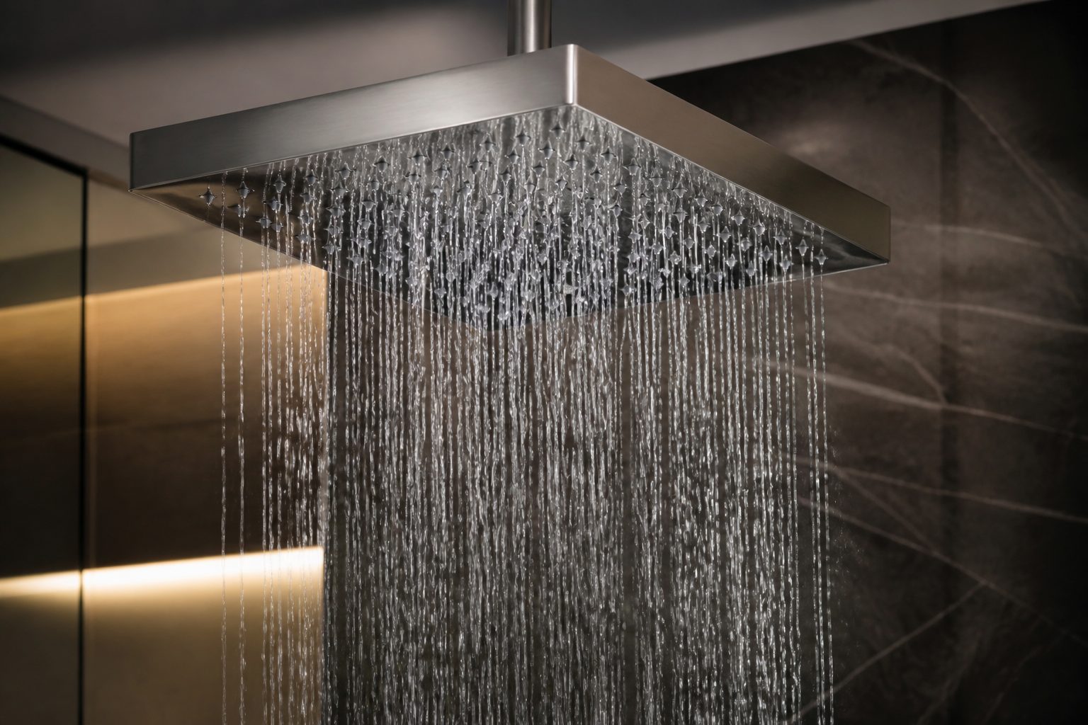 Luxury modern rain shower head with clear water flow