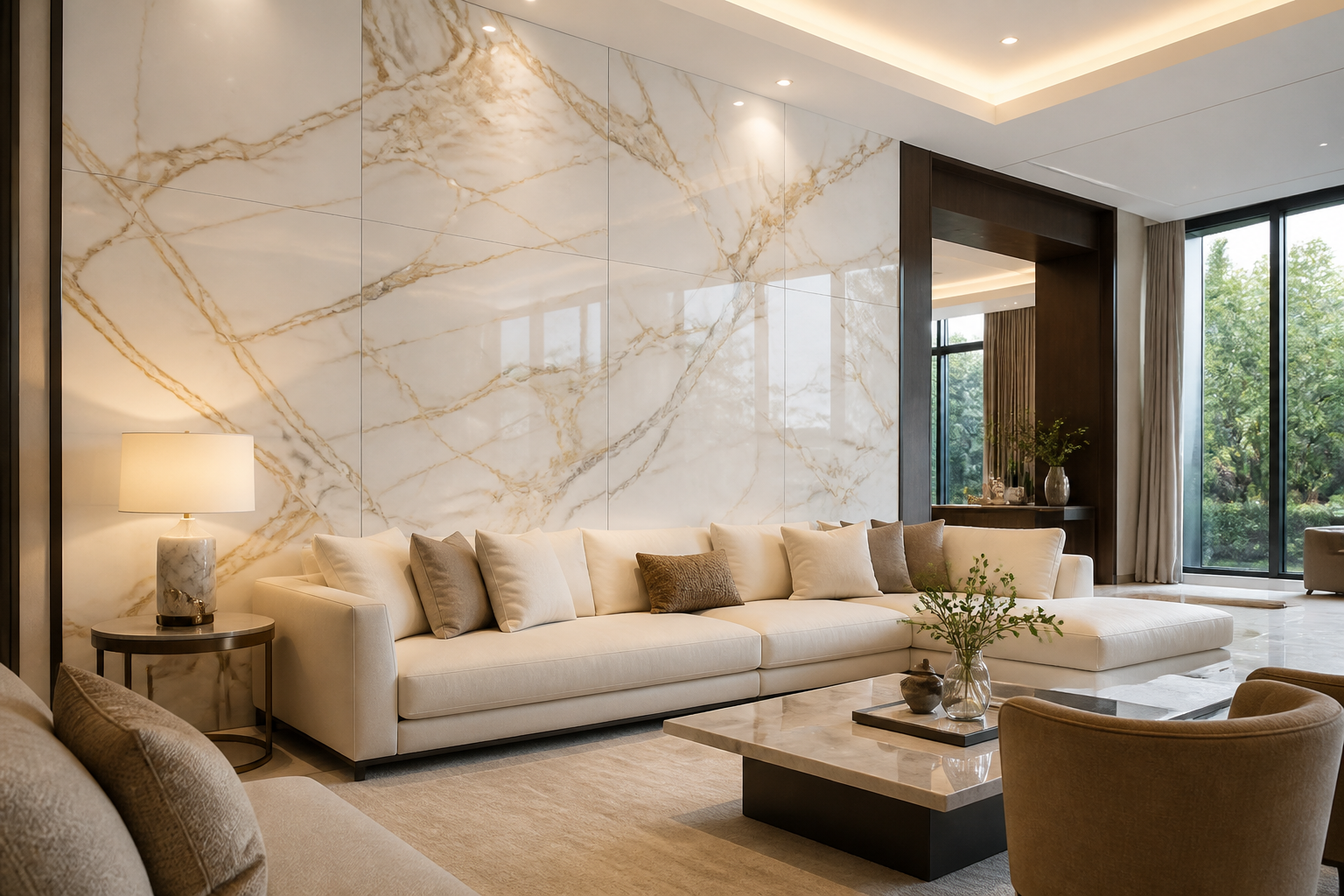 Luxury ceramic and porcelain wall tiles in a refined interior